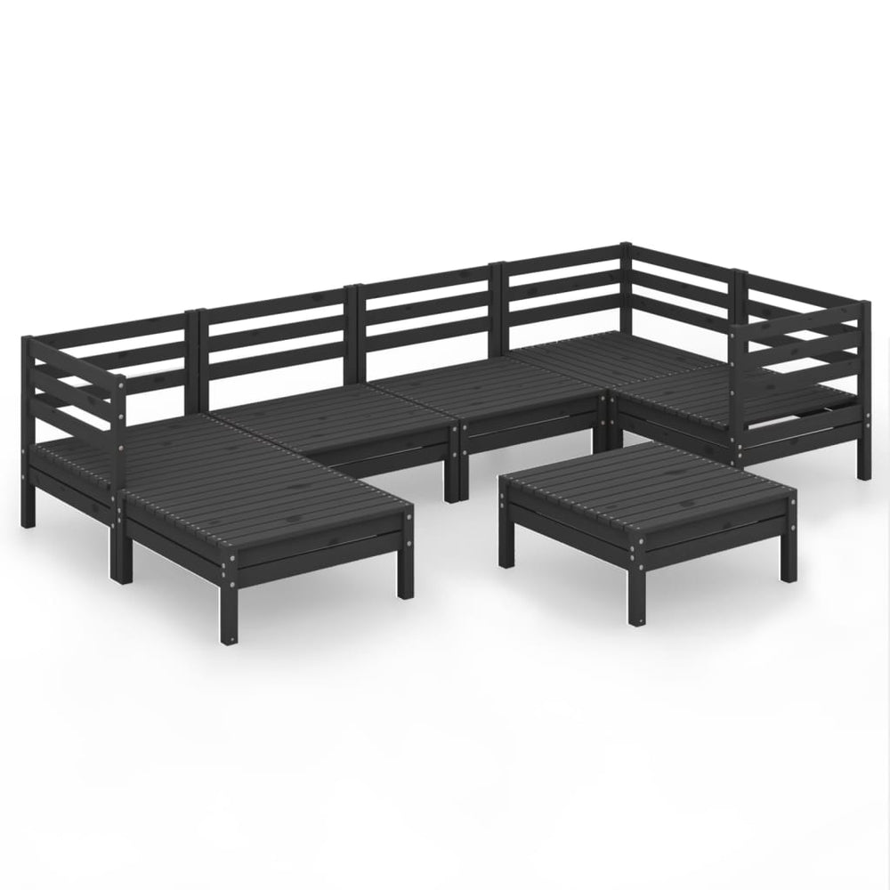vidaXL Salon de jardin 7 pcs Bois de pin massif Noir