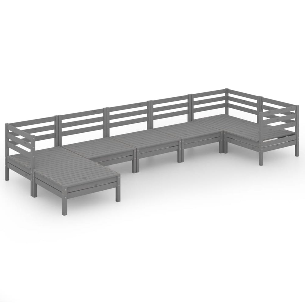 vidaXL Salon de jardin 7 pcs en bois de pin massif Gris
