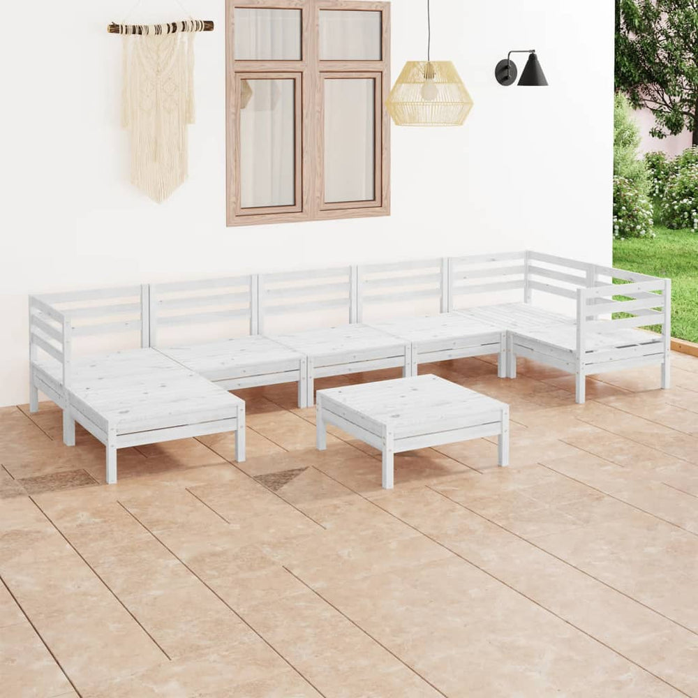 vidaXL Ensemble de mobilier de jardin 8 pcs Bois de pin massif Blanc