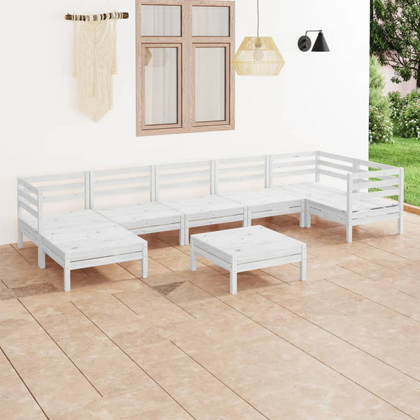 8-tlg. Garten-Lounge-Set Massivholz Kiefer Weiß