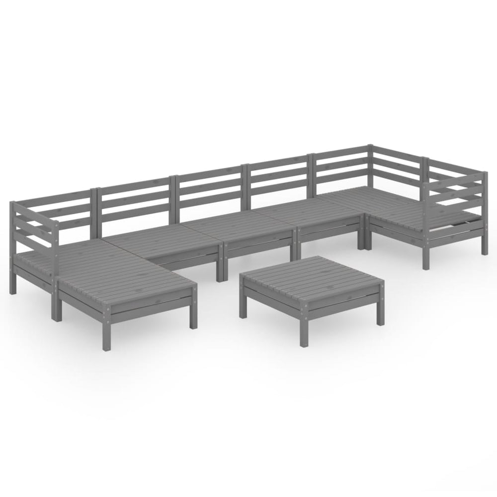 vidaXL Salon de jardin 8 pcs en bois de pin massif gris
