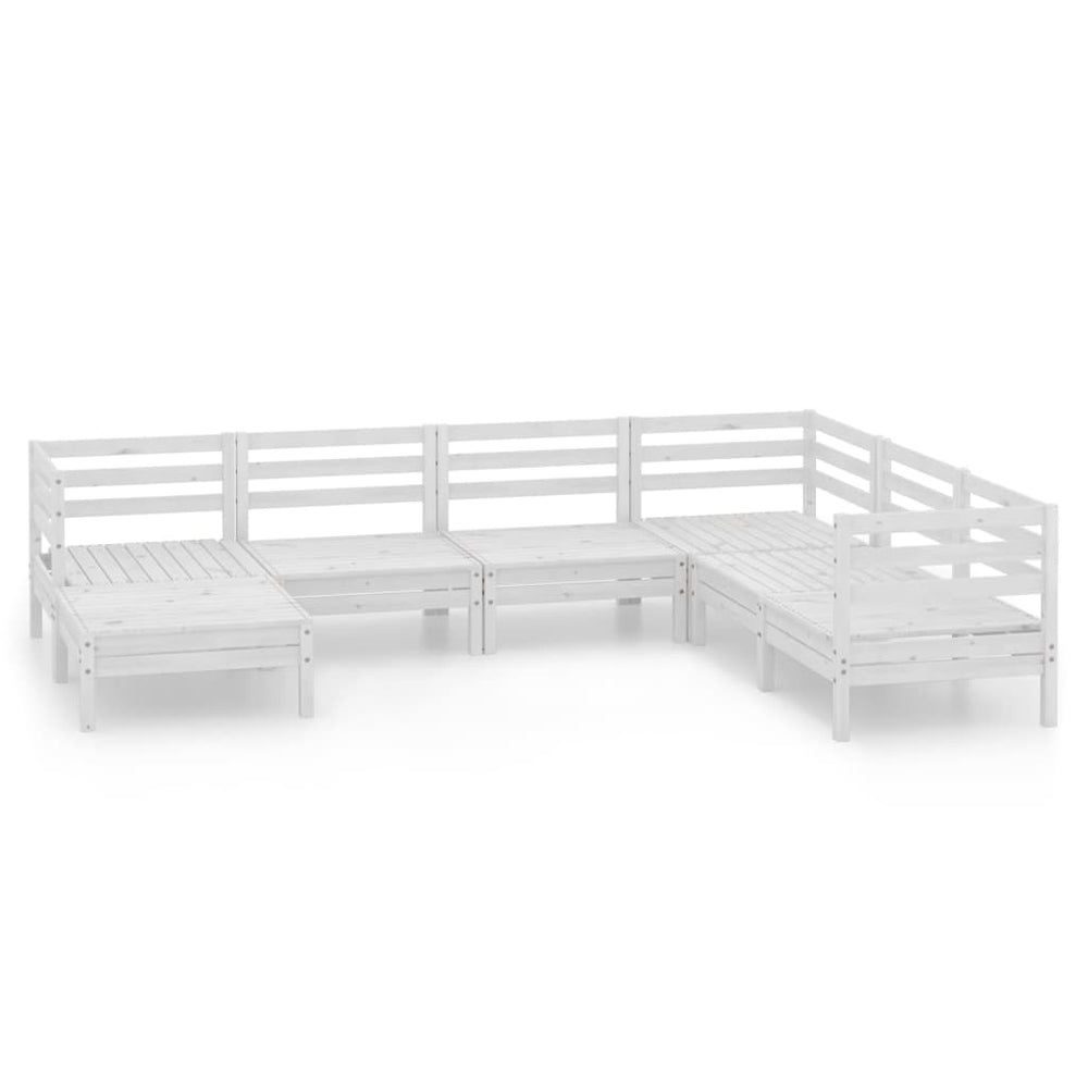 vidaXL Salon de jardin 7 pcs Bois de pin massif Blanc