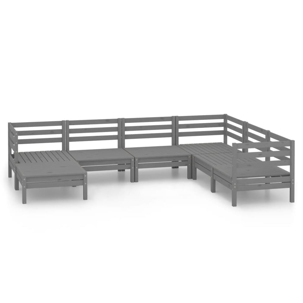 vidaXL Ensemble de mobilier de jardin 7 pcs Bois de pin massif Gris