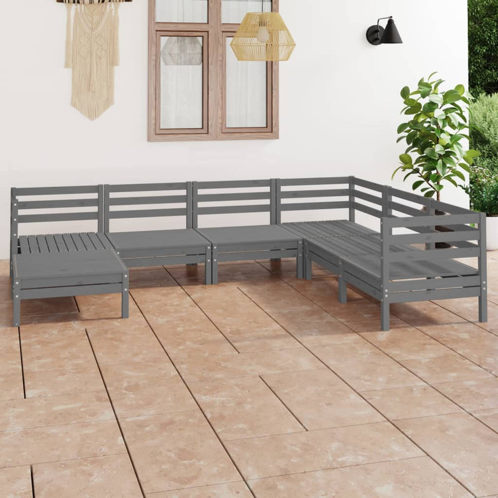 vidaXL Ensemble de mobilier de jardin 7 pcs Bois de pin massif Gris