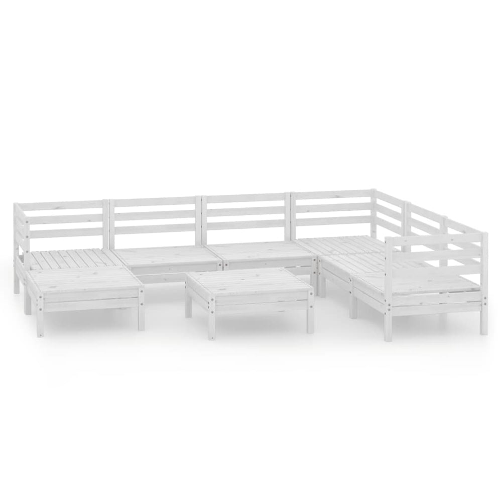 vidaXL Ensemble de mobilier de jardin 8 pcs Bois de pin massif Blanc