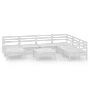8-tlg. Garten-Lounge-Set Massivholz Kiefer Weiß