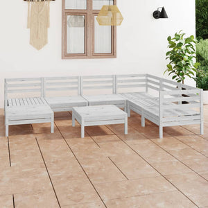 8-tlg. Garten-Lounge-Set Massivholz Kiefer Weiß