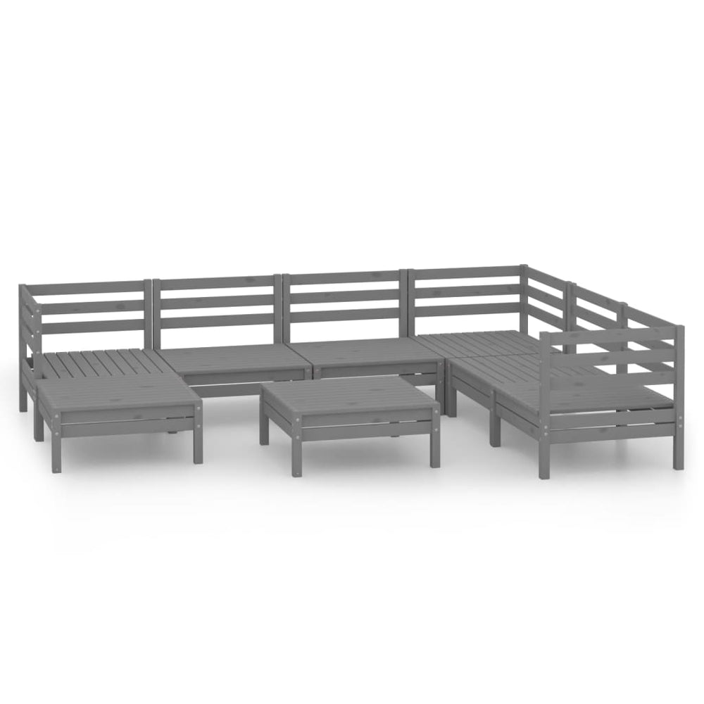 vidaXL Salon de jardin 8 pcs en bois de pin massif gris