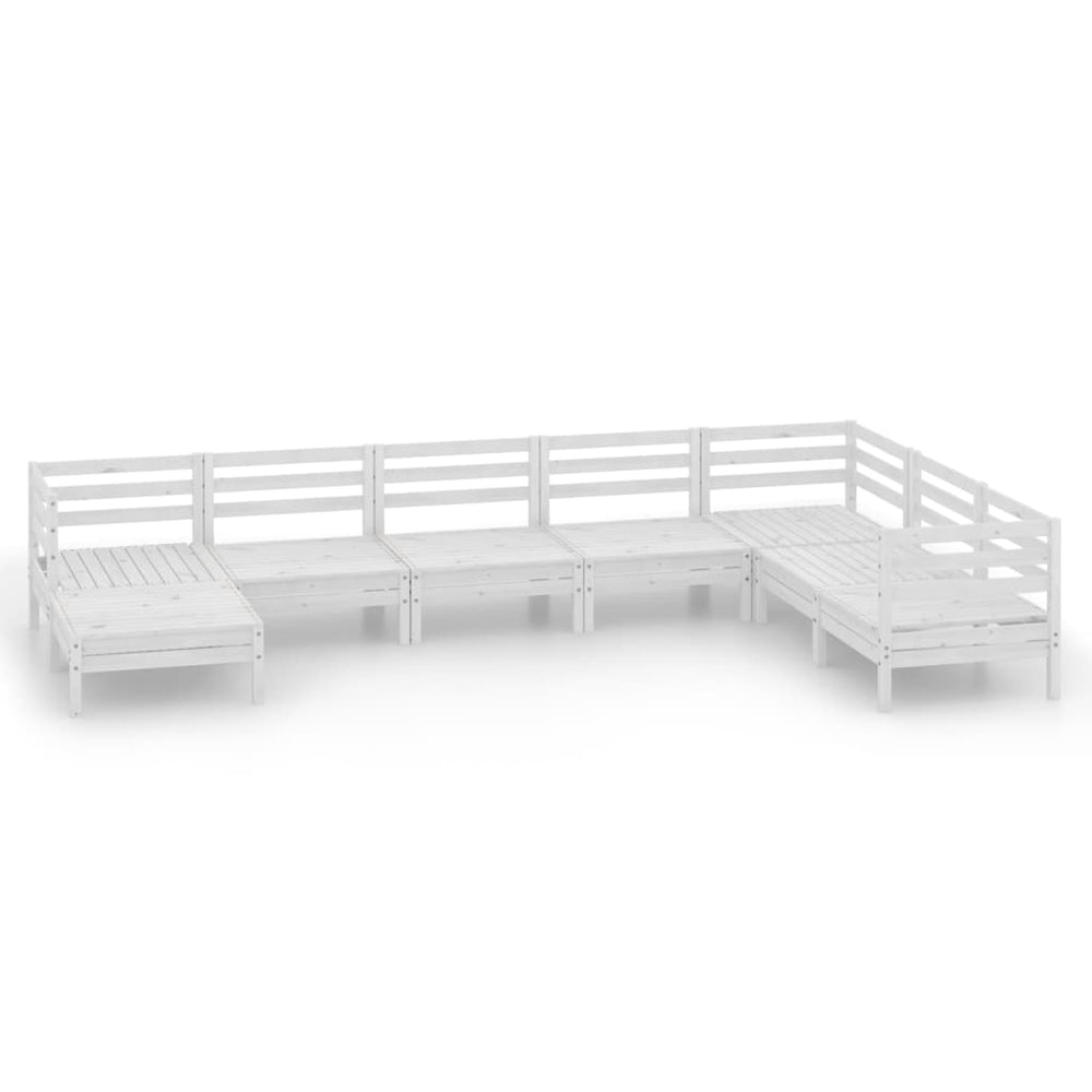 vidaXL Ensemble de mobilier de jardin 8 pcs Bois de pin massif Blanc