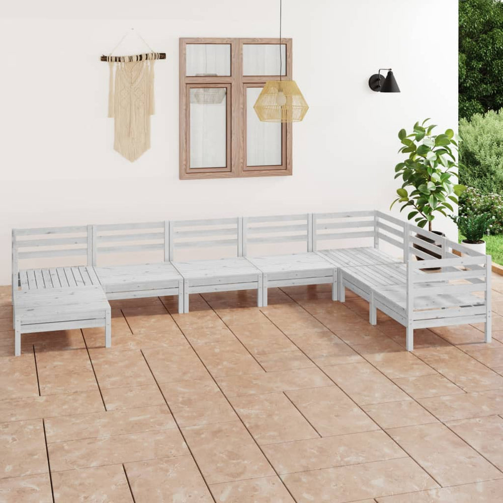vidaXL Ensemble de mobilier de jardin 8 pcs Bois de pin massif Blanc