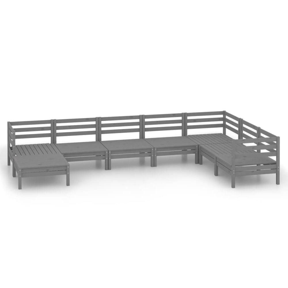 vidaXL Salon de jardin 8 pcs en bois de pin massif gris