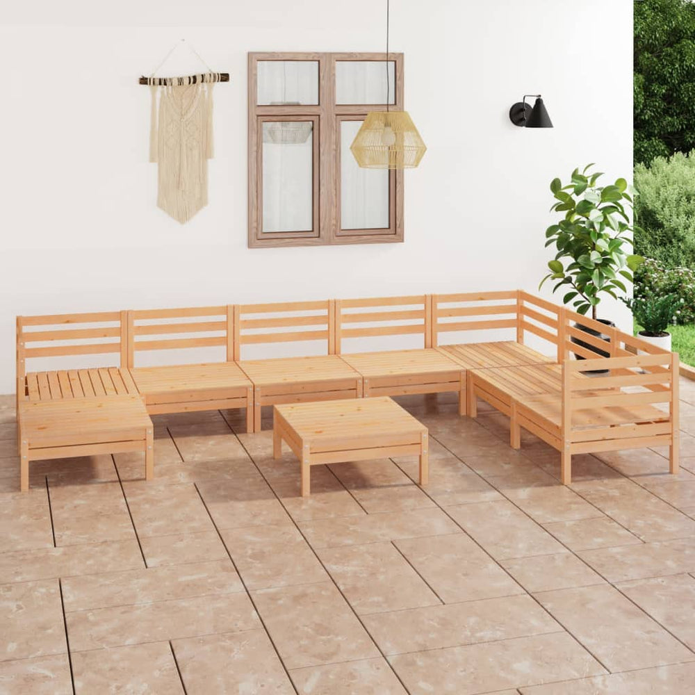 vidaXL Ensemble de jardin lounge 9 pcs Bois de pin massif