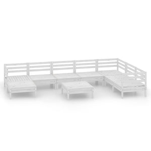 9-tlg. Garten-Lounge-Set Massivholz Kiefer Weiß