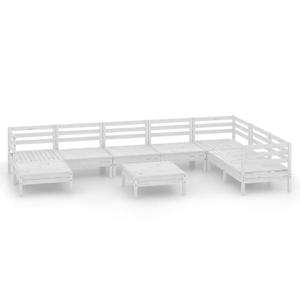 9-tlg. Garten-Lounge-Set Massivholz Kiefer Weiß