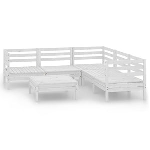 6-tlg. Garten-Lounge-Set Massivholz Kiefer Weiß