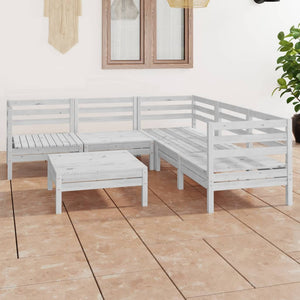 6-tlg. Garten-Lounge-Set Massivholz Kiefer Weiß