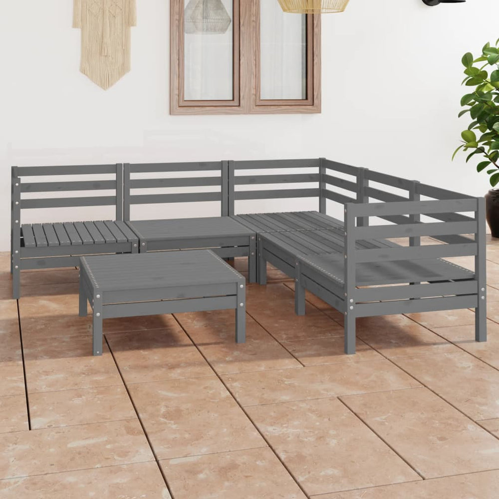 vidaXL Ensemble de mobilier de jardin 6 pcs Bois de pin massif Gris