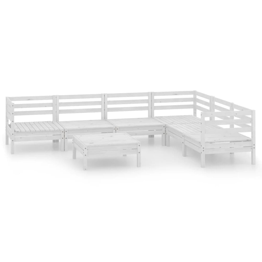 vidaXL Salon de jardin 7 pcs Bois de pin massif Blanc