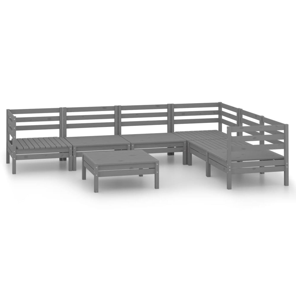vidaXL Salon de jardin 7 pcs en bois de pin massif Gris