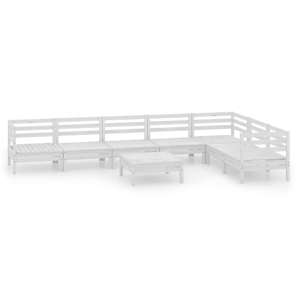 vidaXL Ensemble de mobilier de jardin 8 pcs Bois de pin massif Blanc