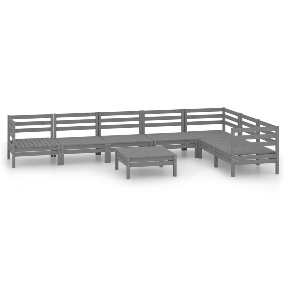 vidaXL Salon de jardin 8 pcs en bois de pin massif gris