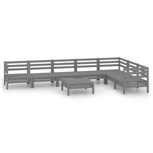 8-tlg. Garten-Lounge-Set Massivholz Kiefer Grau
