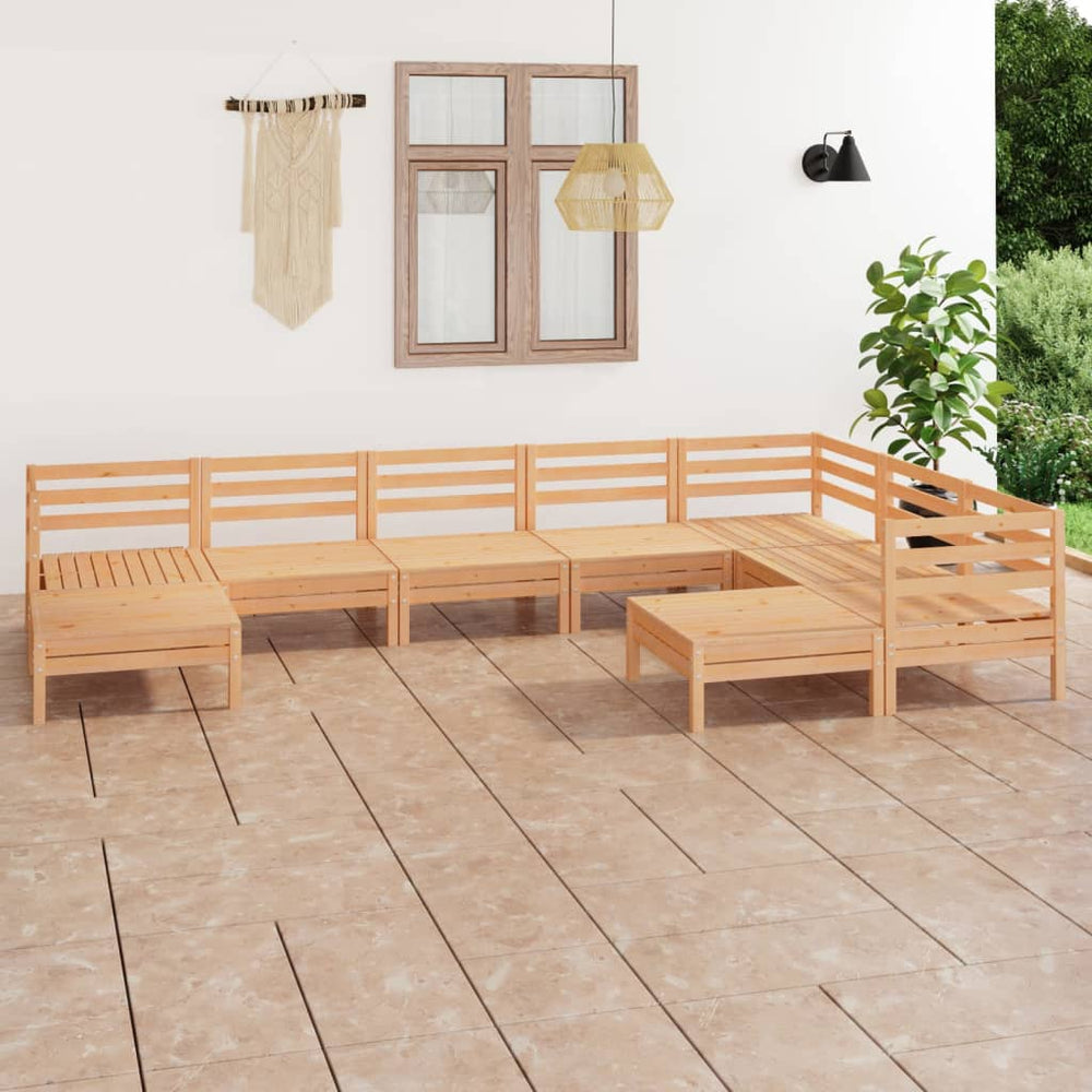 vidaXL Ensemble de jardin lounge 9 pcs Bois de pin massif