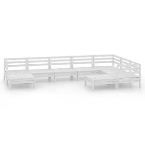 9-tlg. Garten-Lounge-Set Massivholz Kiefer Weiß