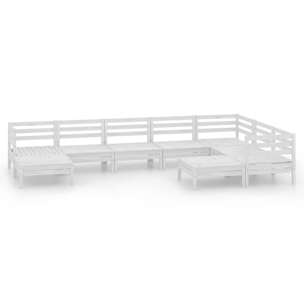 9-tlg. Garten-Lounge-Set Massivholz Kiefer Weiß