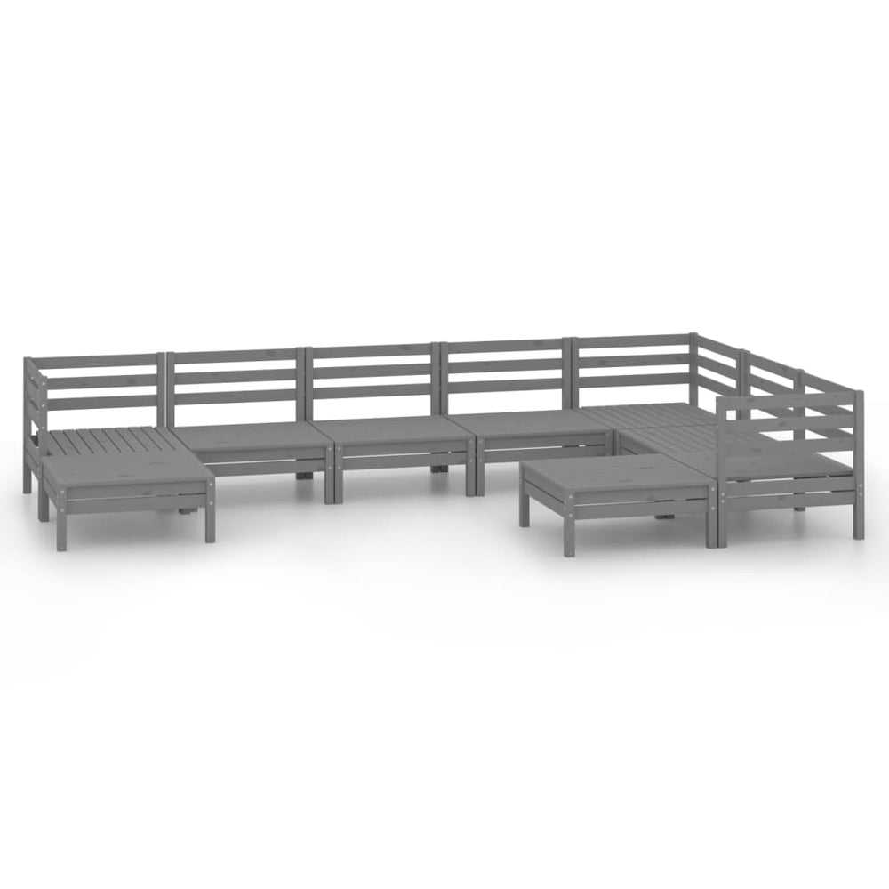 vidaXL Salon de jardin 9 pcs Bois de pin massif Gris