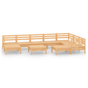 10-tlg. Garten-Lounge-Set Massivholz Kiefer
