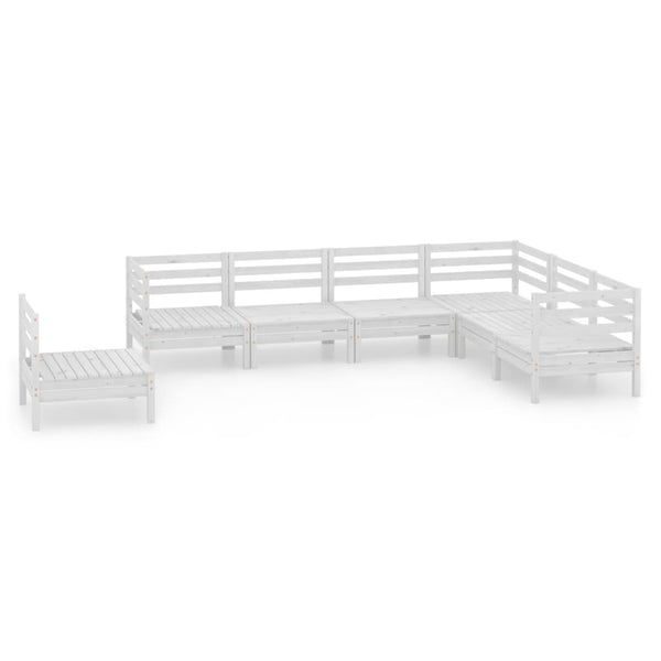 7-tlg. Garten-Lounge-Set Massivholz Kiefer Weiß