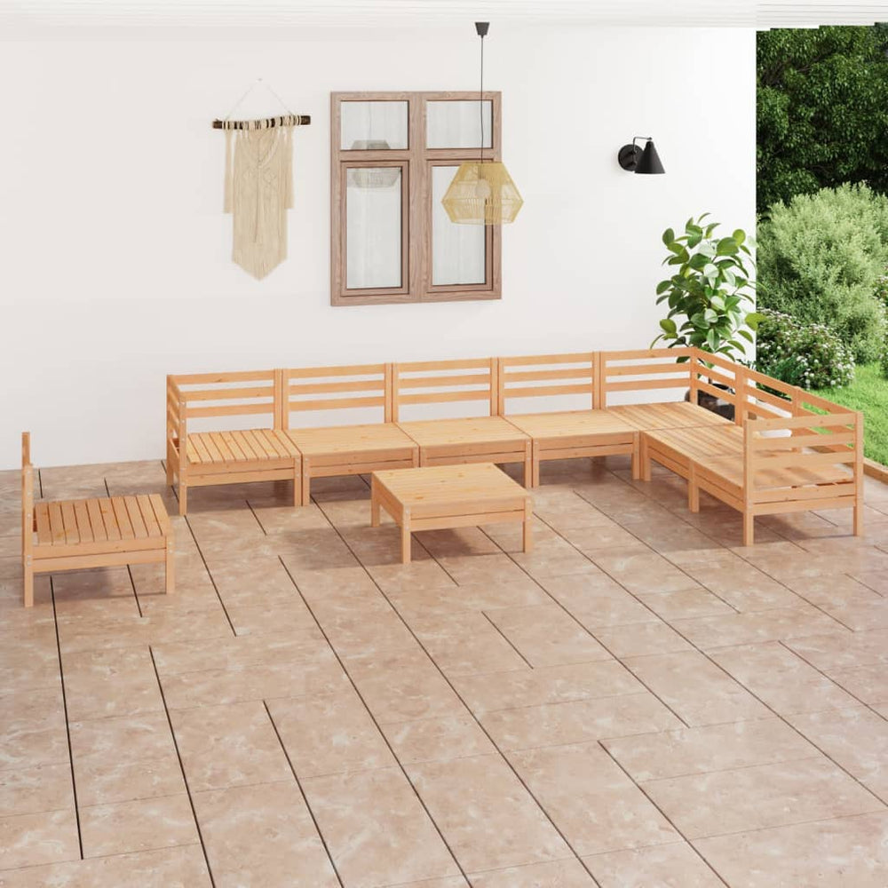 vidaXL Ensemble de jardin lounge 9 pcs Bois de pin massif