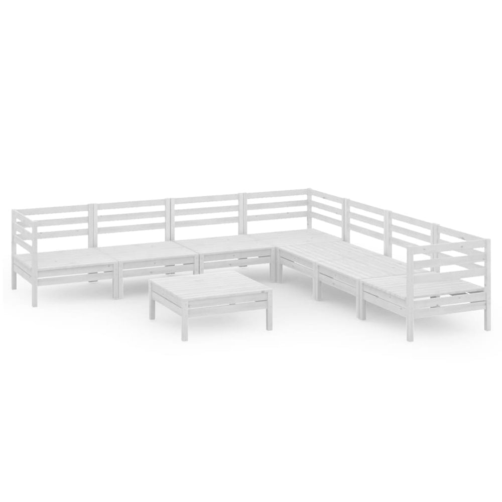 vidaXL Ensemble de mobilier de jardin 8 pcs Bois de pin massif Blanc