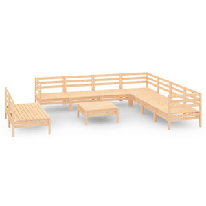 10-tlg. Garten-Lounge-Set Massivholz Kiefer