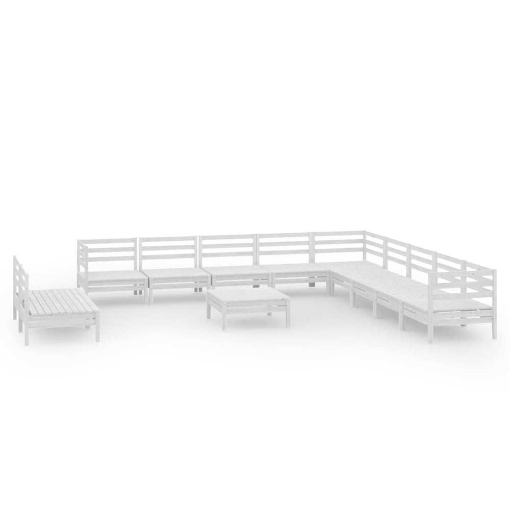 vidaXL Salon de jardin 12 pcs Bois de pin massif Blanc