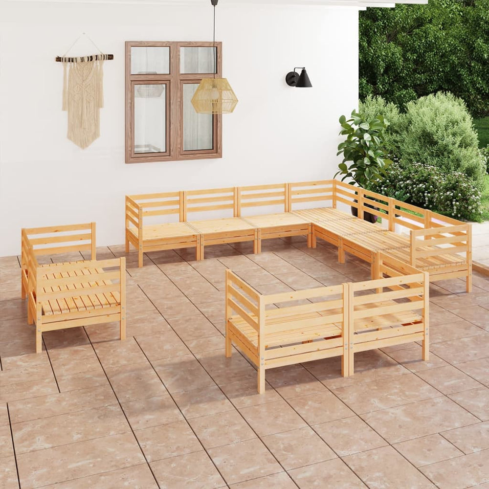 11-tlg. Garten-Lounge-Set Massivholz Kiefer