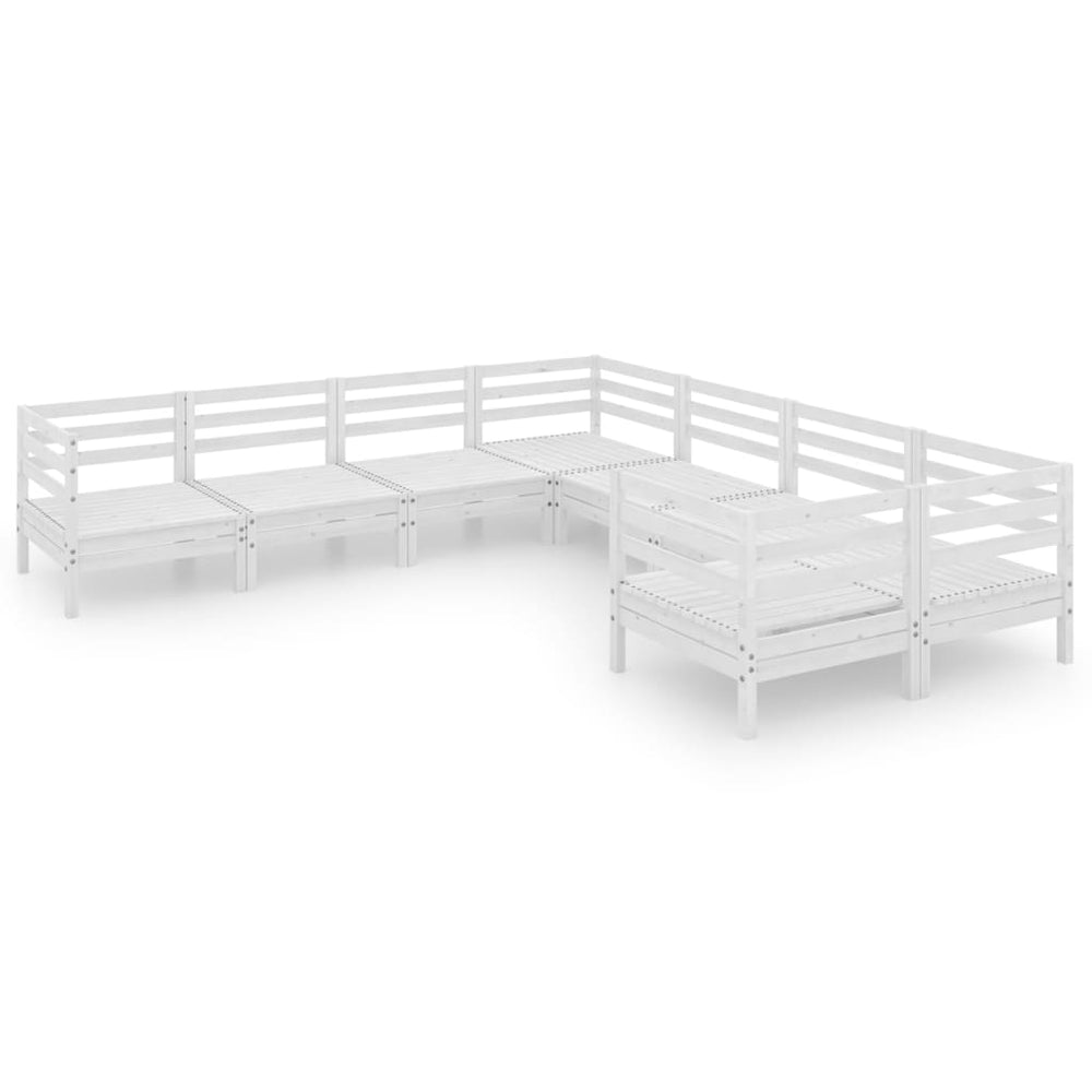 vidaXL Ensemble de mobilier de jardin 8 pcs Bois de pin massif Blanc