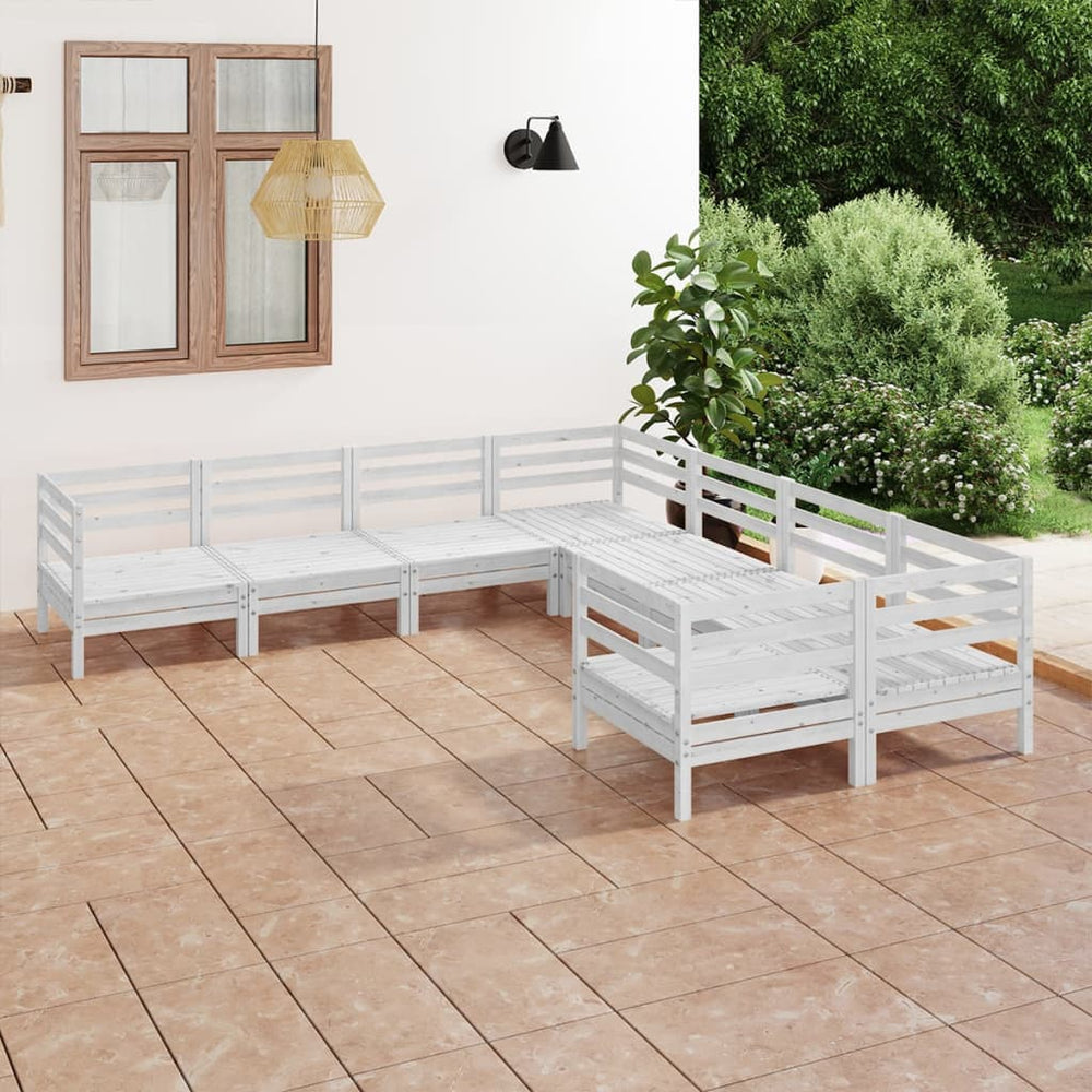 vidaXL Ensemble de mobilier de jardin 8 pcs Bois de pin massif Blanc