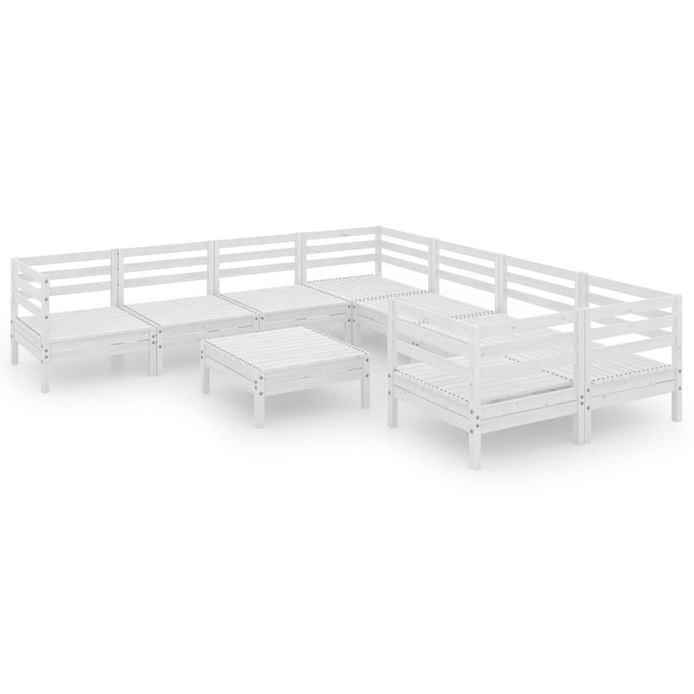 vidaXL Salon de jardin 9 pièces blanc en pin massif