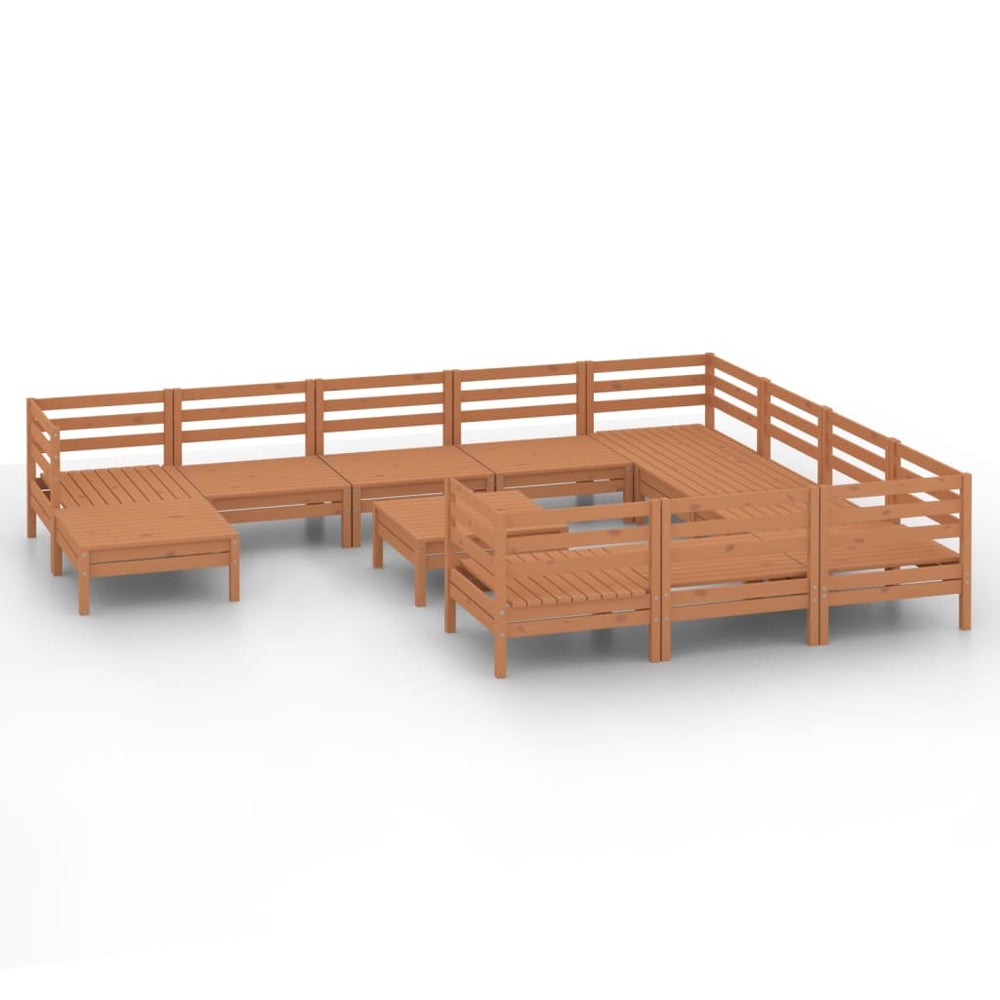 vidaXL Salon de jardin 12 pcs Bois de pin massif Marron miel