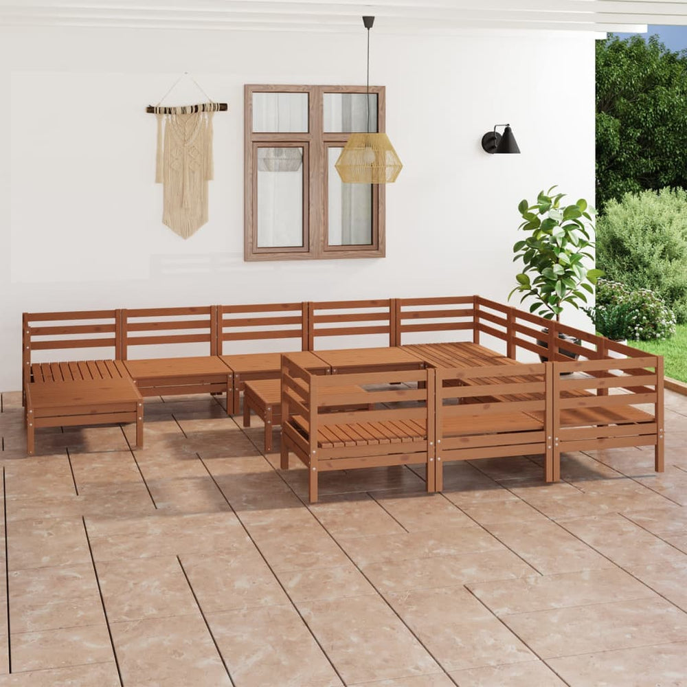 vidaXL Salon de jardin 12 pcs Bois de pin massif Marron miel
