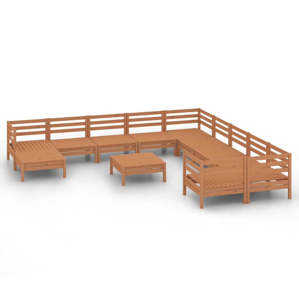 vidaXL Salon de jardin 12 pcs Bois de pin massif Marron miel