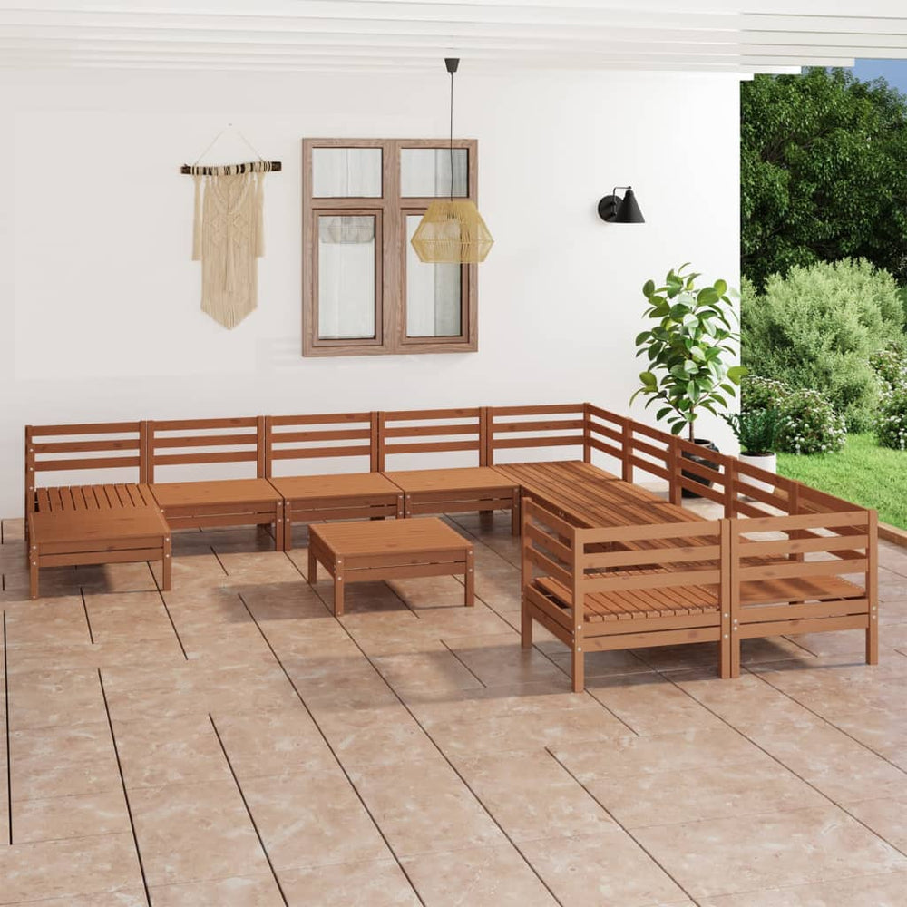 vidaXL Salon de jardin 12 pcs Bois de pin massif Marron miel