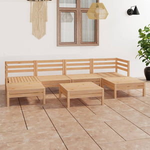 7-tlg. Garten-Lounge-Set Massivholz Kiefer