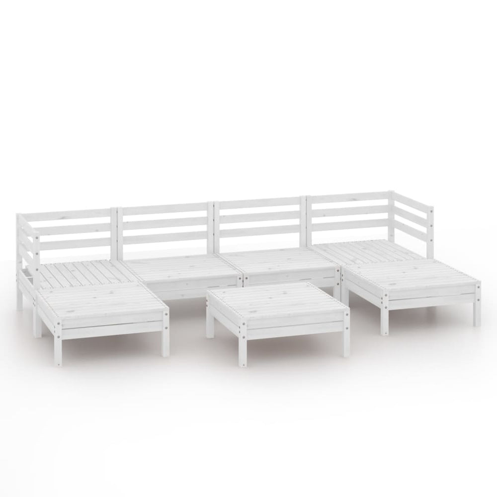 vidaXL Salon de jardin 7 pcs Blanc Bois de pin massif