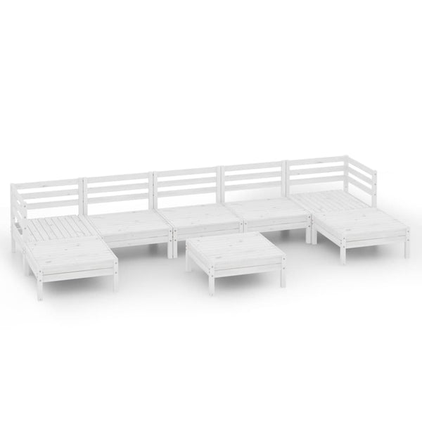 8-tlg. Garten-Lounge-Set Weiß Massivholz Kiefer