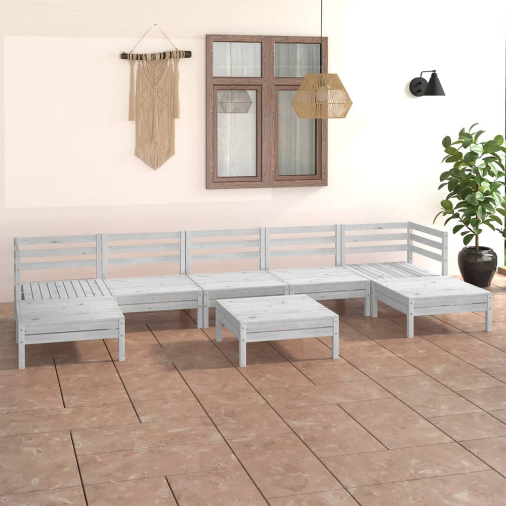 vidaXL Salon de jardin 8 pcs Blanc Bois de pin massif