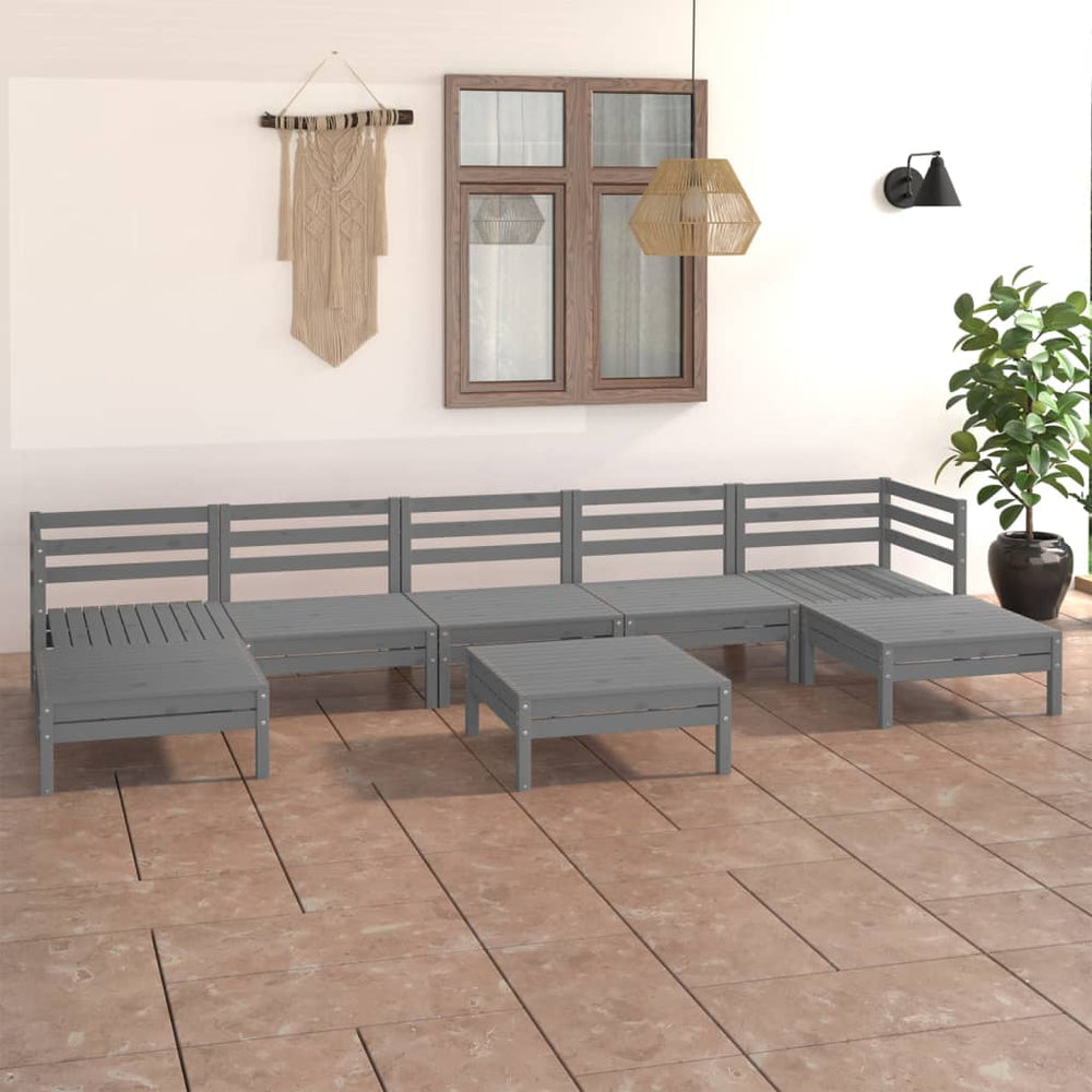 vidaXL Salon de jardin 8 pcs Bois de pin massif Gris