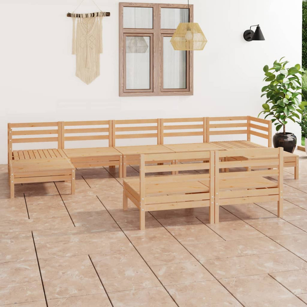 vidaXL Ensemble de jardin lounge 9 pcs Bois de pin massif